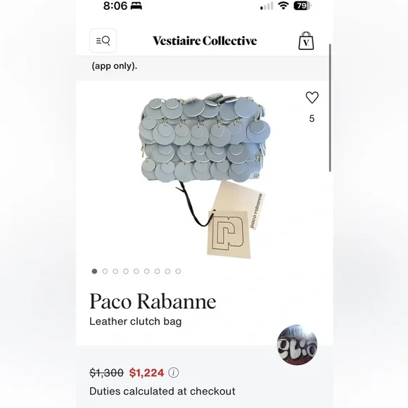 Paco Rabanne Iconic Disc Belt Bag – Powder Blue Leather - Picture 10 of 10